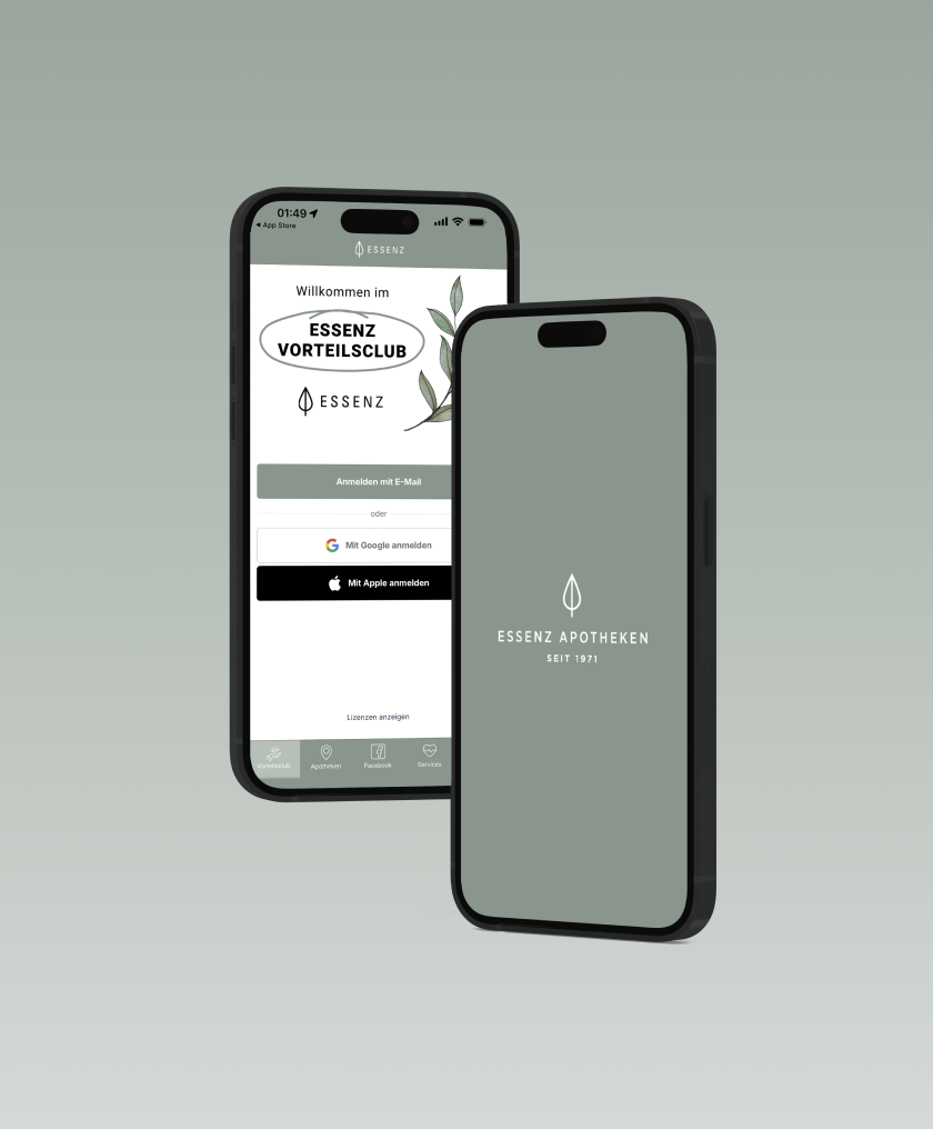 Die ESSENZ Vorteilsclub App auf dem Smartphone